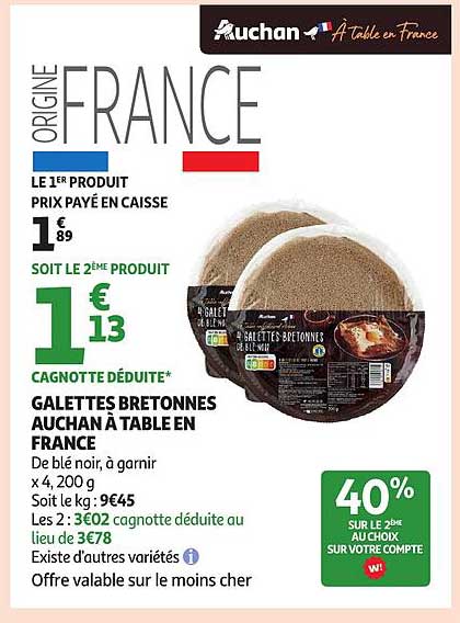 GALETTES BRETONNES AUCHAN À TABLE EN FRANCE
