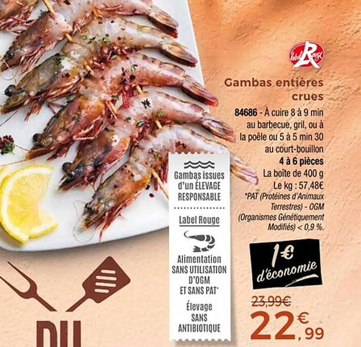Gambas entières crues