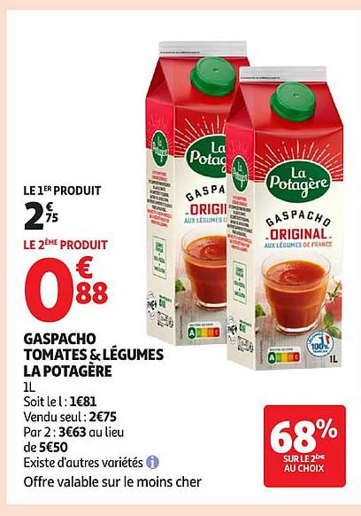 Gaspacho Tomates & Légumes La Potagère 1L