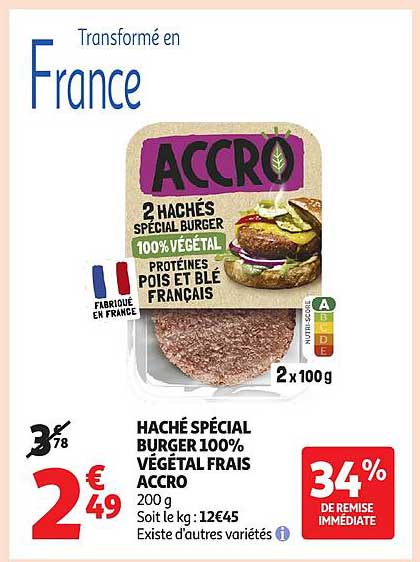 HACHÉ SPÉCIAL BURGER 100% VÉGÉTAL FRAIS ACCRO