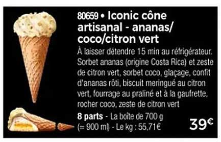 Iconic cône artisanal - ananas/coco/citron vert