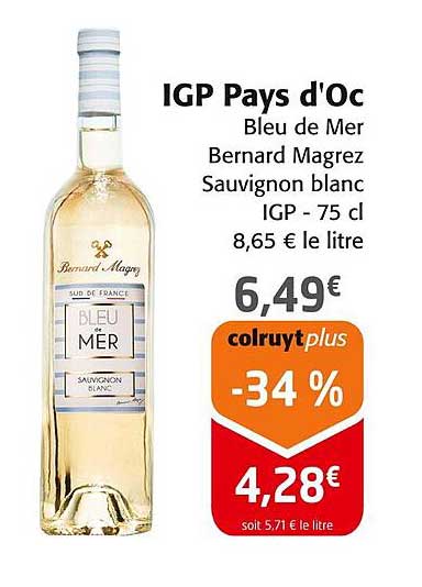 IGP Pays d'Oc Bleu de Mer Bernard Magrez Sauvignon blanc IGP - 75 cl