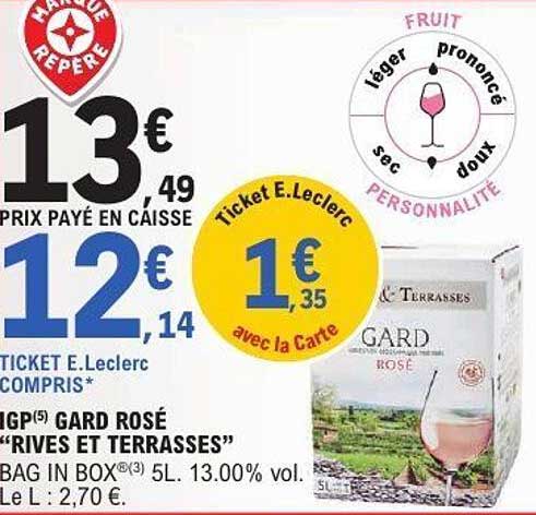 IGP(5) GARD ROSÉ "RIVES ET TERRASSES" BAG IN BOX(3) 5L. 13.00% VOL
