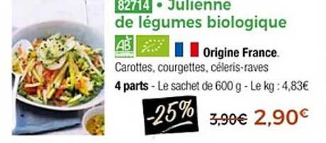 Julienne de légumes biologique