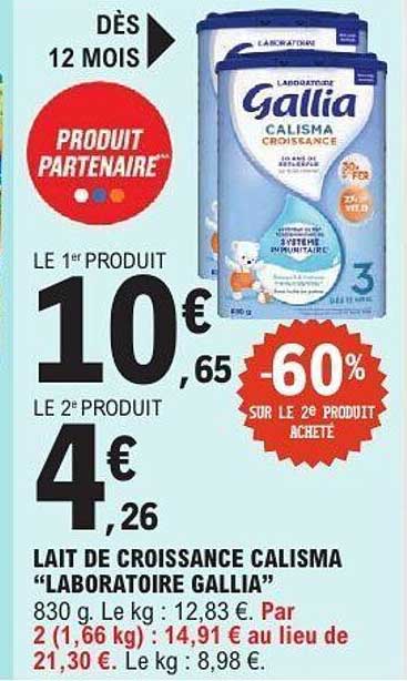 Lait de croissance Calisma "Laboratoire Gallia"