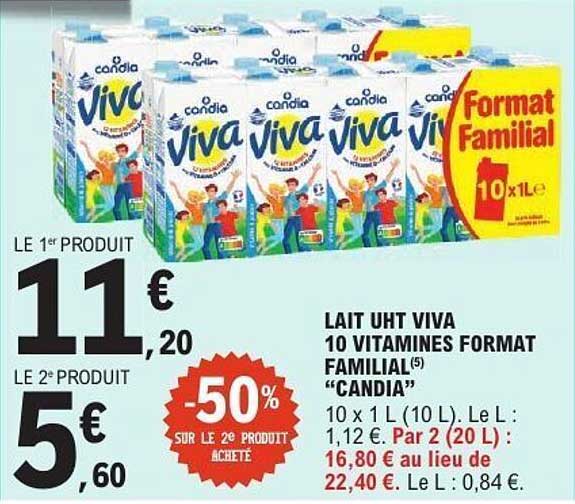 Lait UHT Viva 10 vitamines format familial