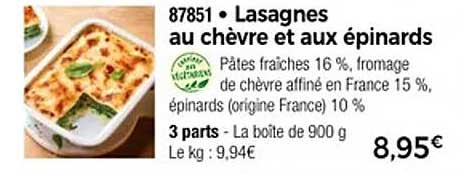 Lasagnes au chèvre et aux épinards