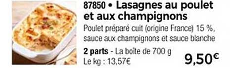 Lasagnes au poulet et aux champignons