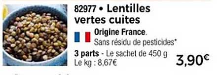 Lentilles vertes cuites
