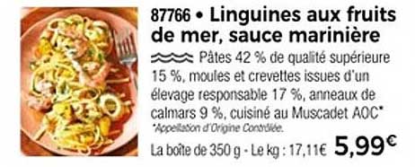 Linguines aux fruits de mer, sauce marinière