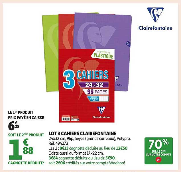 LOT 3 CAHIERS CLAIREFONTAINE