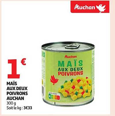 MAÏS AUX DEUX POIVRONS AUCHAN