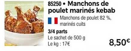 Manchons de poulet marinés kebab