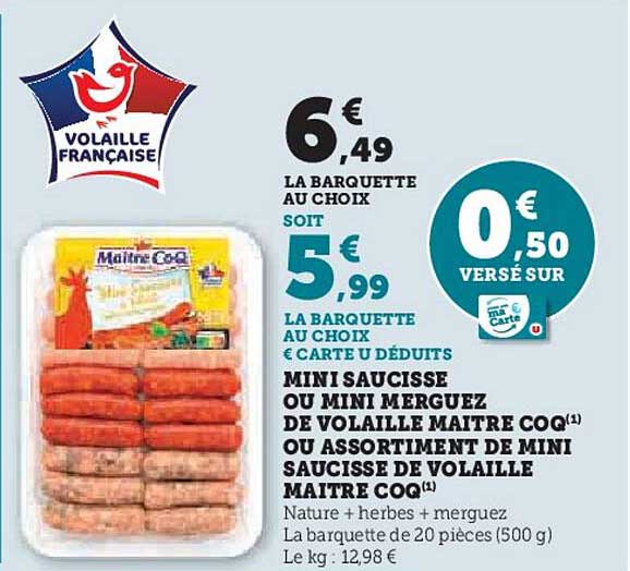 Mini Saucisse ou Mini Merguez de Volaille Maître Coq