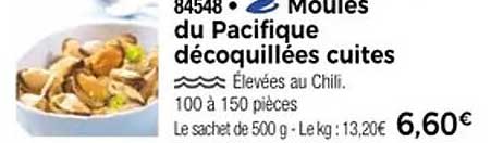 Moules du Pacifique décortiquées cuites
