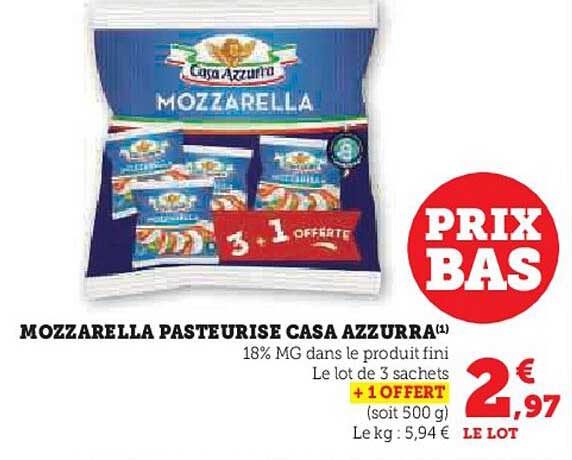 MOZZARELLA PASTEURISE CASA AZZURRA