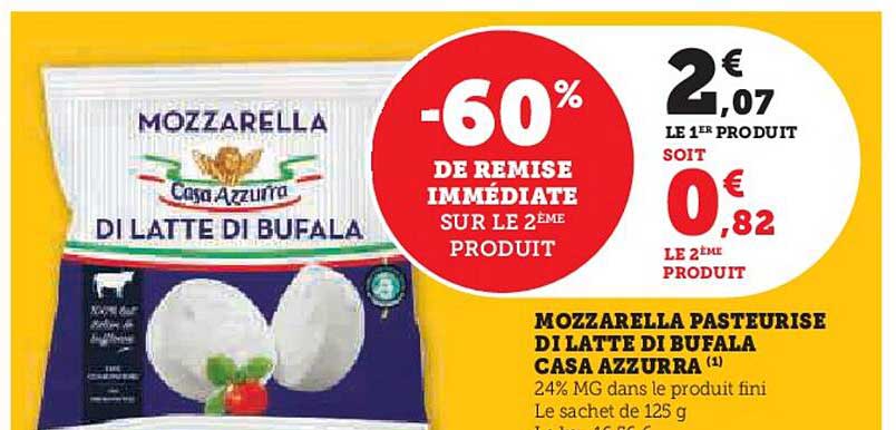 MOZZARELLA PASTEURISE DI LATTE DI BUFALA CASA AZZURRA