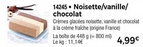 Noisette/vanille/chocolat