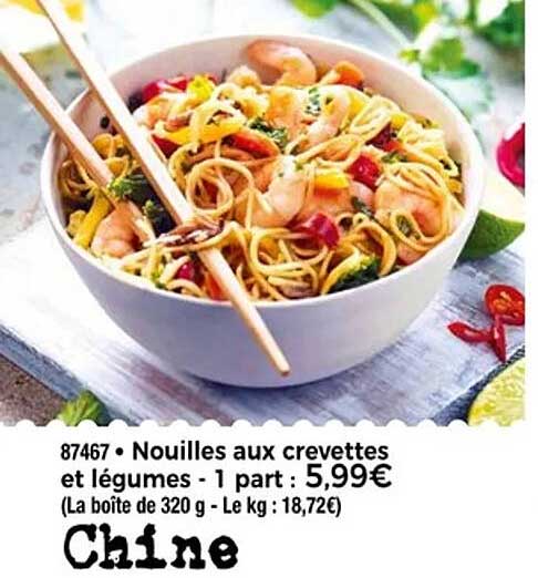 Nouilles aux crevettes et légumes - 1 part : 5,99€