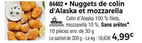 Nuggets de colin d'Alaska et mozzarella