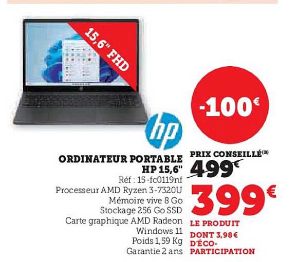 ORDINATEUR PORTABLE HP 15,6"
