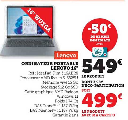 ORDINATEUR PORTABLE LENOVO 16"