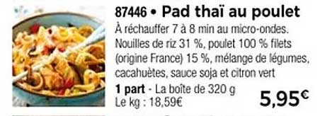 Pad thaï au poulet