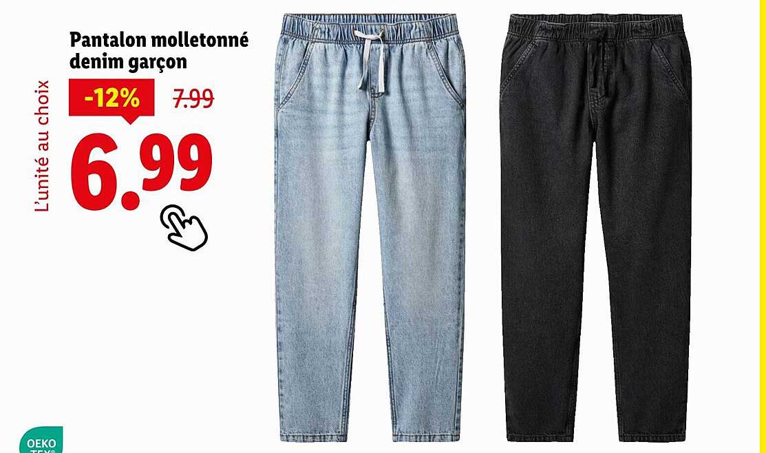 Pantalon molletonné denim garçon