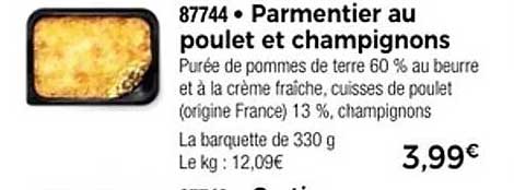 Parmentier au poulet et champignons