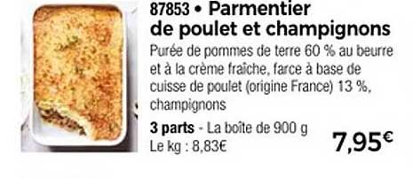 Parmentier de poulet et champignons