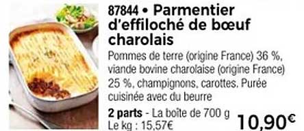 Parmentier d’effiloché de bœuf charolais