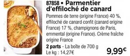 Parmentier d'effiloché de canard