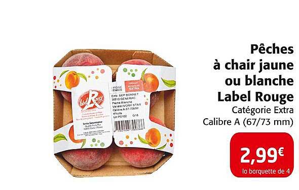Pêches à chair jaune ou blanche Label Rouge