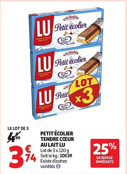 PETIT ÉCOLIER TENDRE CŒUR AU LAIT LU