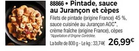 Pintade, sauce au Jurançon et cèpes