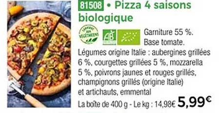 Pizza 4 saisons biologique