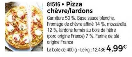 Pizza chèvre/lardons