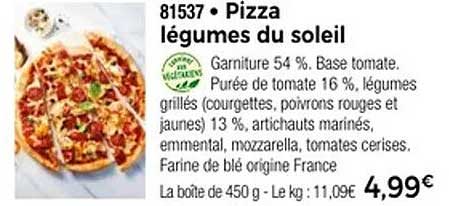 Pizza légumes du soleil