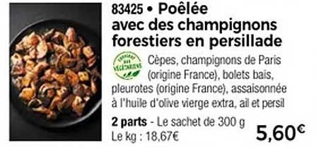 Poêlée avec des champignons forestiers en persillade