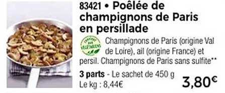 Poêlée de champignons de Paris en persillade
