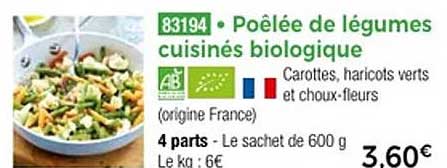 Poêlée de légumes cuisinés biologique