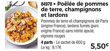 Poêlée de pommes de terre, champignons et lardons