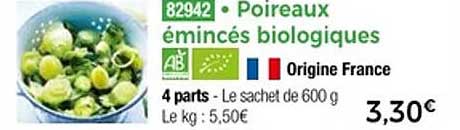 Poireaux émincés biologiques