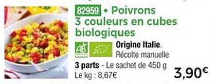 Poivrons 3 couleurs en cubes biologiques