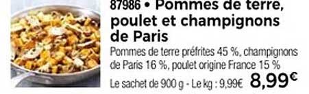 Pommes de terre, poulet et champignons de Paris