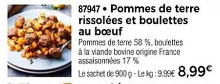 Pommes de terre rissolées et boulettes au bœuf