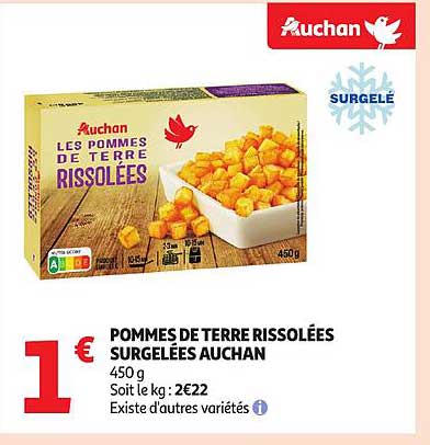 POMMES DE TERRE RISSOLÉES SURGELÉES AUCHAN