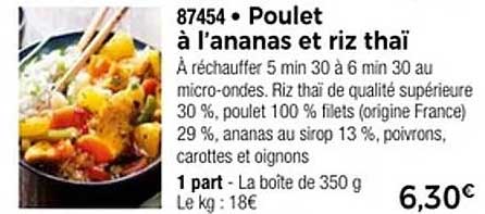 Poulet à l’ananas et riz thaï