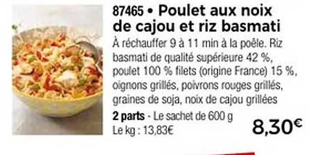 Poulet aux noix de cajou et riz basmati