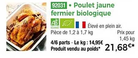 Poulet jaune fermier biologique